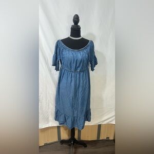 GAP Blue Midi Dress with Ruffle Sleeves